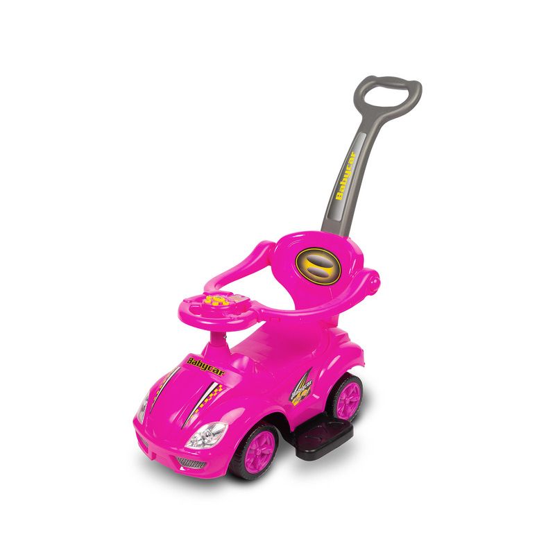 Correpasillos 2 en 1 Race Car con Sonidos para Niños de 12 a 36 Meses – Con Asa, Barrera y Espacio de Almacenaje-Rosa