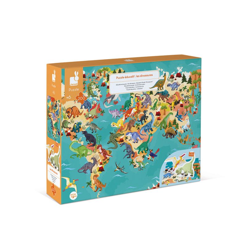 Puzle educativo Los Dinosaurios Janod - 200 piezas