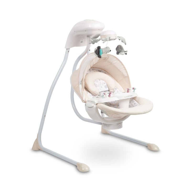 Columpio Eléctrico para Bebé Raffi con Rotación 90°, 5 Velocidades, Mosquitera y Música-Beige - imagen 2
