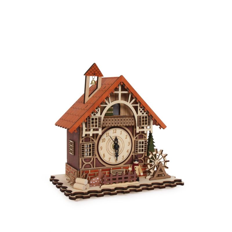 Reloj de madera entramado , 23 x 14 x 24 cm