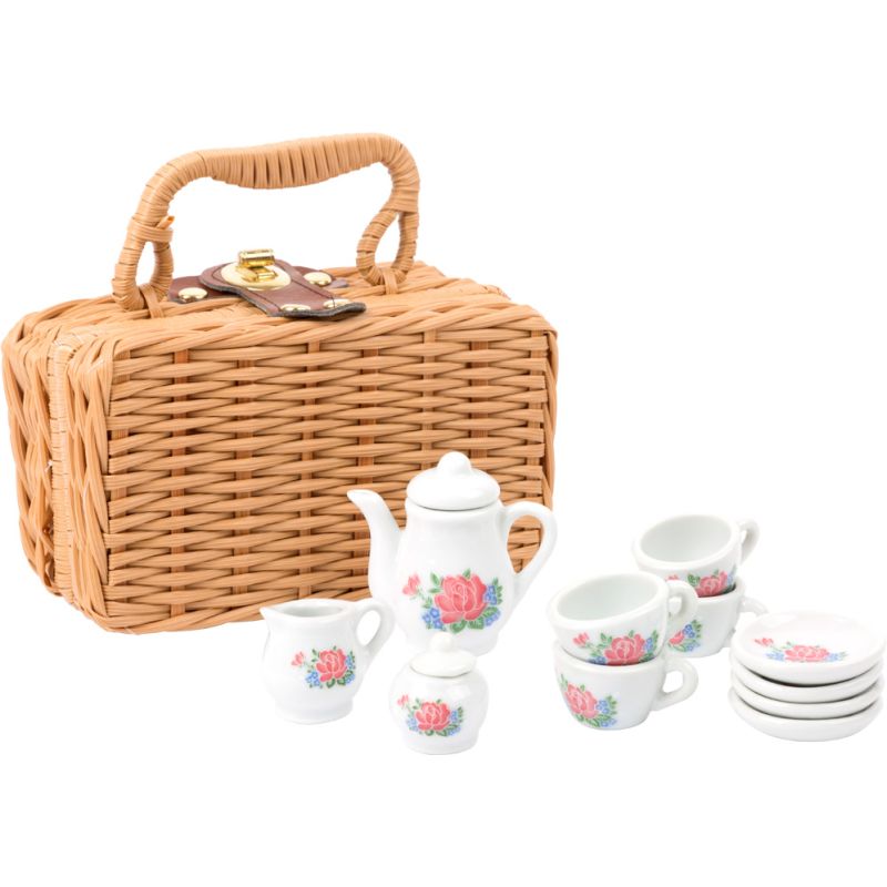 Servicio de Café de porcelana en cesta
