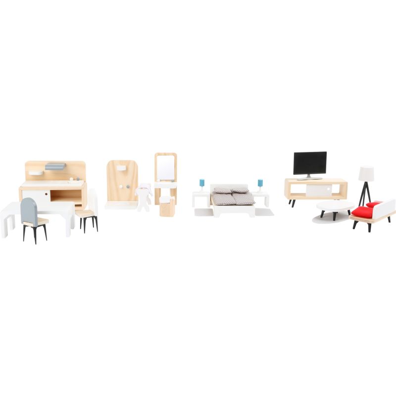 Set completo de muebles para la casa de muñecas - 28 piezas 