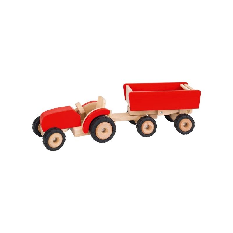 Tractor rojo con remolque , Goki