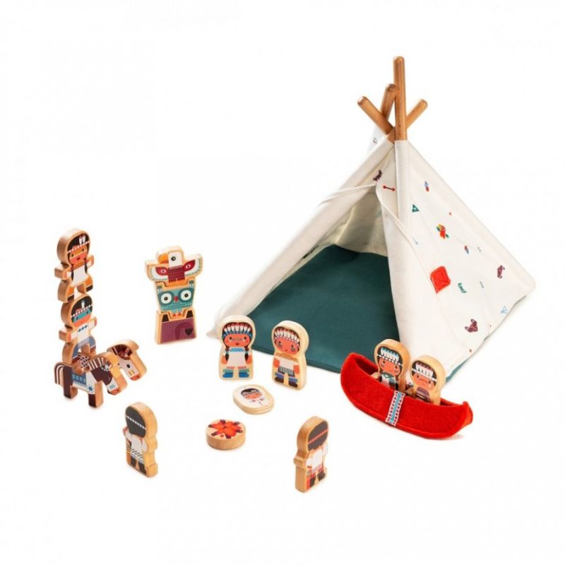 Tribu de indios y tipi Lilliputiens