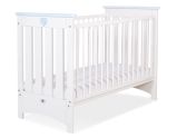 Cuna de Madera Lorenzo III 120x60 cm Blanca y Azul – 3 Alturas, Barrotes Extraíbles y Protector de Dentición