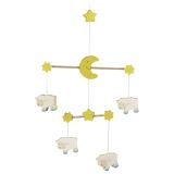 Móvil de ovejas, luna y estrellas de madera, de Goki