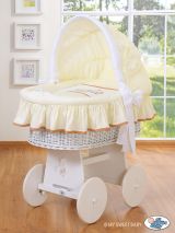 Moisés de Mimbre Teddy Bear Barnaba Crema con Capota y Ropa de Cuna – Extra Grande vista frontal