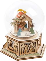 Belén bola de cristal iluminada con caja de música