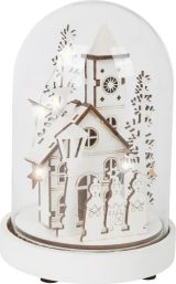 Campana brillante Pueblo de invierno , madera y vidrio