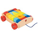 Carrito arrastre con 20 piezas de construcción , Goki