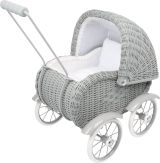 Cochecito para Muñecas de mimbre Gris 