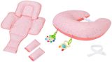 Cojín de lactancia 10 en 1 de Clevamama, ideal para mamás y bebés durante la alimentación.