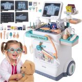 Estación Médica Infantil XXL con Carrito, ECG y 26 Accesorios – Set de Doctor con Luz y Sonido