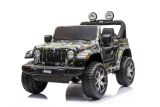 Coche Eléctrico Infantil Jeep Wrangler Rubicon Camo con Control Remoto y Asiento de Cuero