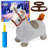 Caballo Saltarín Inflable de Peluche Gris – 60 cm