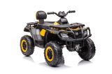 Quad eléctrico infantil S615 en amarillo, con motor 4x80W, batería de 24V y audio, ideal para niños hasta 8 km/h.