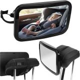 Espejo vigilabebés negro para asiento trasero de coche
