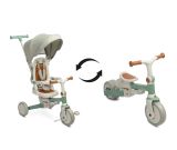 Triciclo evolutivo Faro Toyz menta 3 en 1, vista frontal con capota