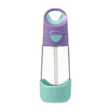 Botella B.box de 450ml en color lila con diseño triangular y pajita