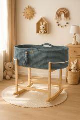 Set de Moisés Crochet con Patas Mecedora – Azul Agua
