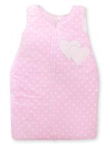 Cotton Sleeping Bag For Children, Size M, 6-12 Months, Tog 2.5, All-season, Hearts Dots On Pink