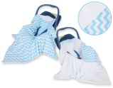 Manta de Coche para Bebés My Sweet Baby - Chevron Azul y Blanco