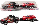 Camioneta Pickup con Remolque y Coche Deportivo