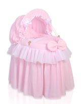 Moisés de Mimbre My Sweet Baby para Muñecas con Capota Rosa