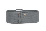 Moses Basket Boho Handmade Cotton With Mattress - Dark Gray
