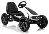 Go-Kart infantil Mercedes blanco Lean Cars a pedales, vista frontal