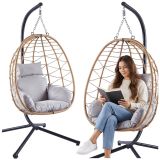 Silla Colgante Exterior de Mimbre con Cojines