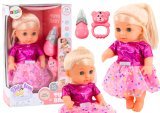 Muñeca con Vestido Rosa que Hace Sonido y Orina