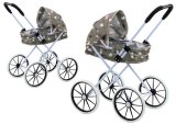 Carrito de muñecas plegable con ruedas grandes de Lean Toys en gris y estrellas.