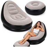 Sofá inflable marrón claro de Lean con reposapiés incluido