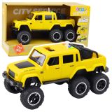 Coche off-road amarillo 6x6 de Lean toys con luces y sonidos.