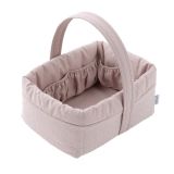 Cesta canastilla Cambrass línea dulce 22,5x29x29 cm en piqué y plumeti orgánico, vista frontal