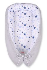 Baby Nest Double-sided Premium Cocoon For Infants Bobono- Blue Stars/gray