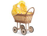 Carrito de Muñecas My Sweet Baby, Mimbre Natural y Elegante