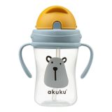 Botella de Agua con Popote Retráctil Oso Akuku - 300 ml