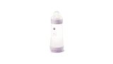 Biberón Mam baby Perfect Start 320ml en color beige destacando su tetina plana.