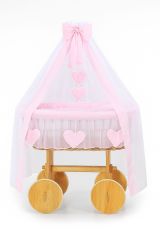 Moisés con Ruedas de Madera My Sweet Baby Amelie Natural y Rosa