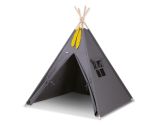 Teepee para niños en color antracita con plumas decorativas.