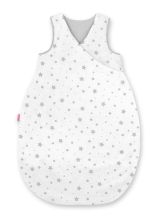 Cotton Sleeping Bag For Children, Size M, 3-12 Months, Tog 2.5, All-season - Mini Gray Stars