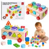 Clasificador de formas de madera Montessori con bloques coloridos