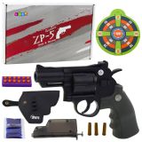 Revólver ZP-5 en negro y verde, ideal para juegos dinámicos.