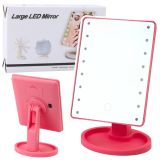 Espejo Cosmético LED con Soporte Ajustable Rosa