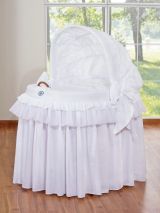 Moisés de Mimbre Little Prince/Princess My Sweet Baby con Ruedas y Capota - Blanco Nieve