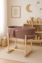 Set de Moisés Crochet con Patas Mecedora – Rosa Empolvado
