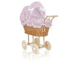 Cochecito de Muñeca My Sweet Baby de Mimbre con Ropa Rosa