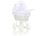 Carrito de Muñecas My Sweet Baby de Mimbre con Ropa Blanca